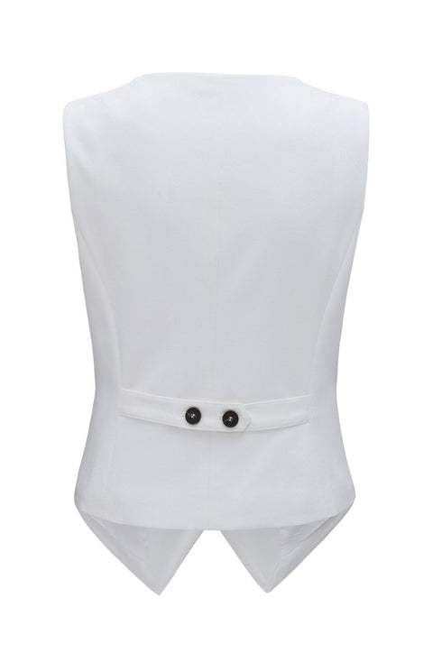 Solid Color Button Up V Neck Suit Vest